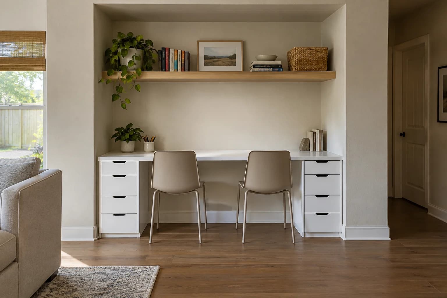 AI design concept: Shared Homework Desk Niche — main view