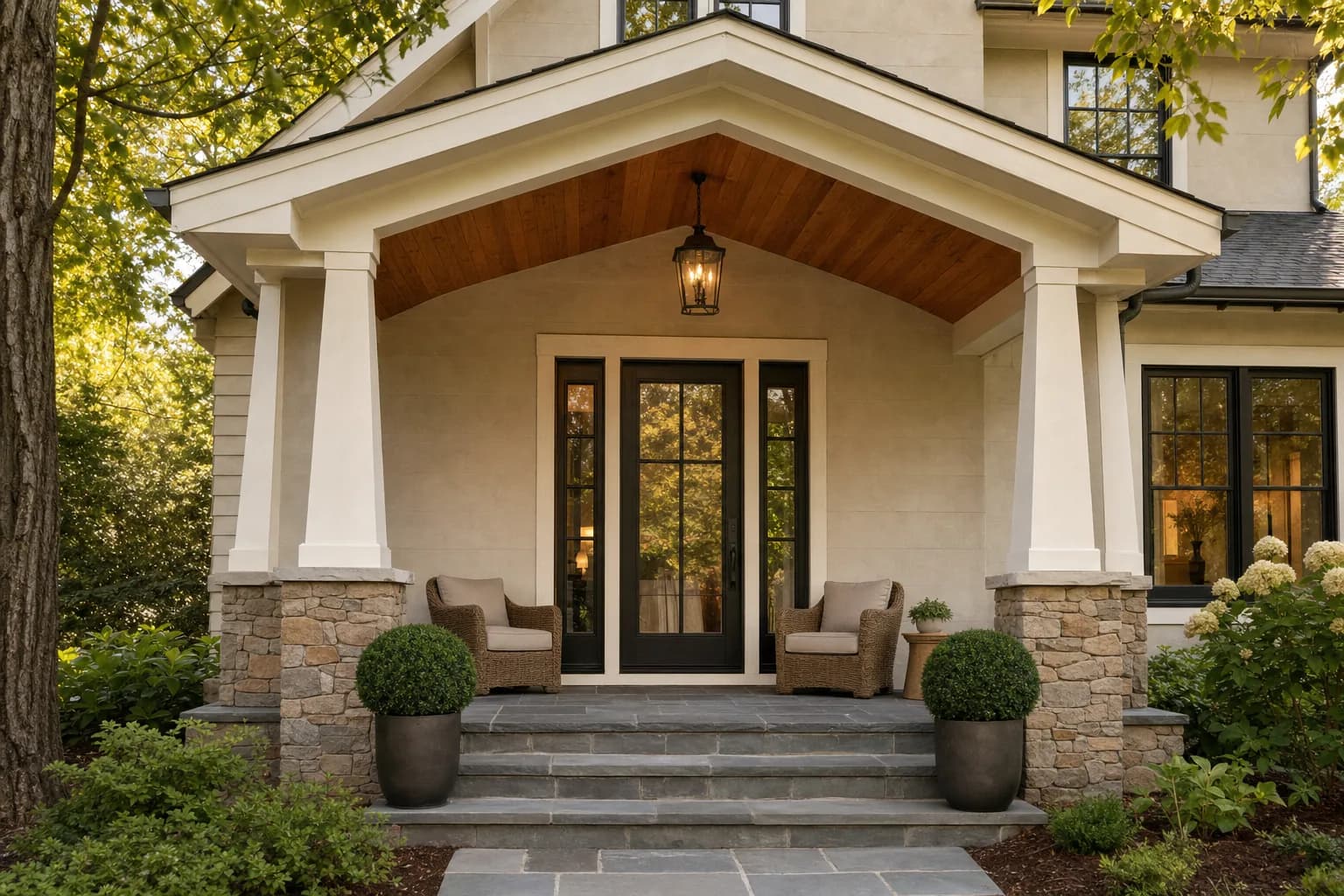 AI design concept: Covered front-porch portico — main view