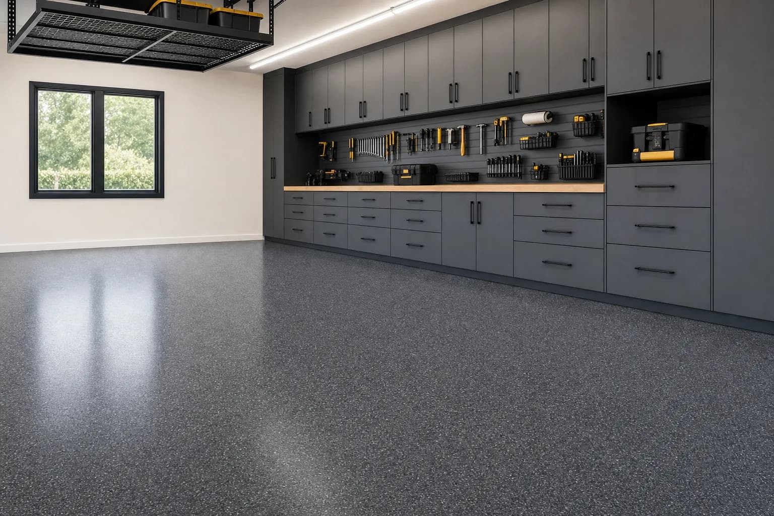AI design concept: Garage storage & epoxy system — view 3