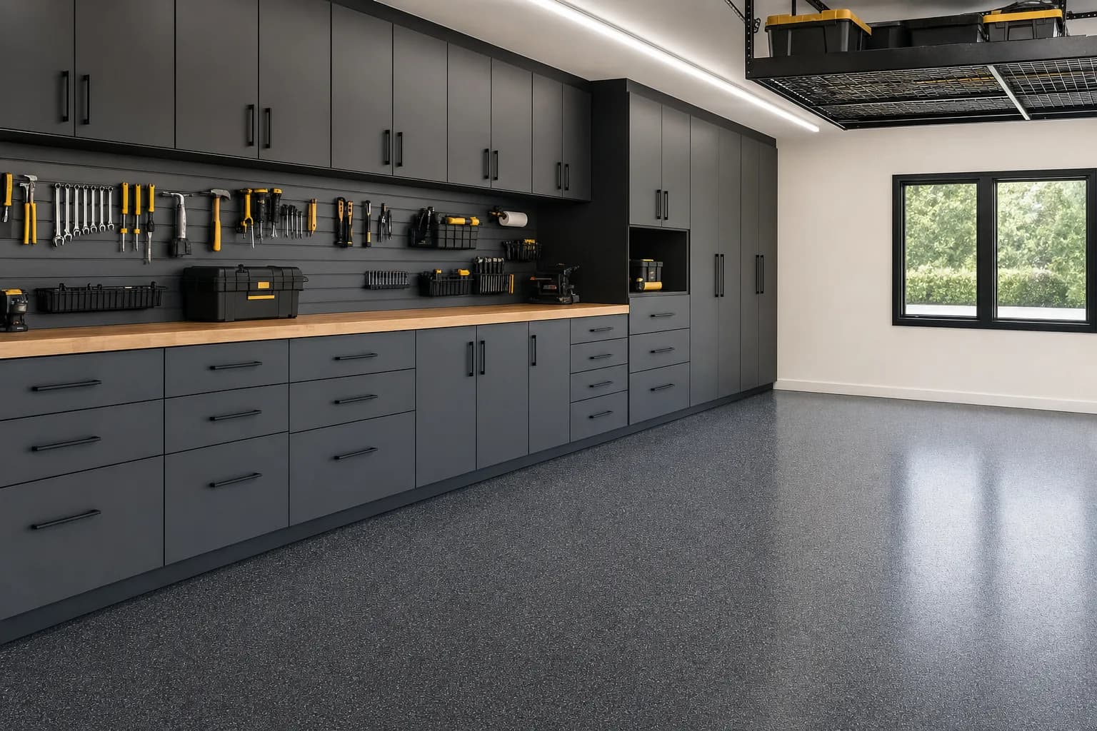 AI design concept: Garage storage & epoxy system — main view