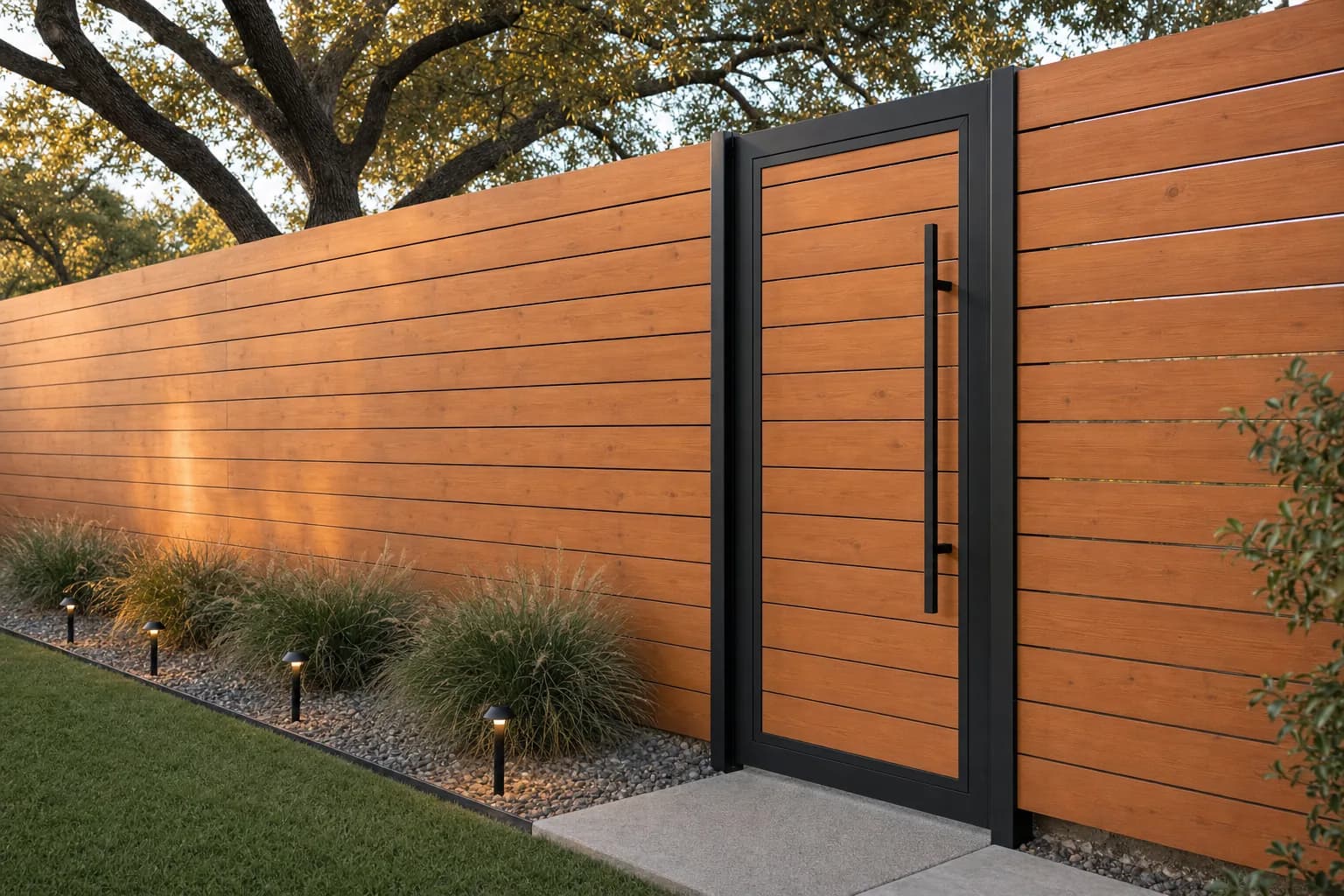 AI design concept: Horizontal Cedar Fence & Gate — view 2