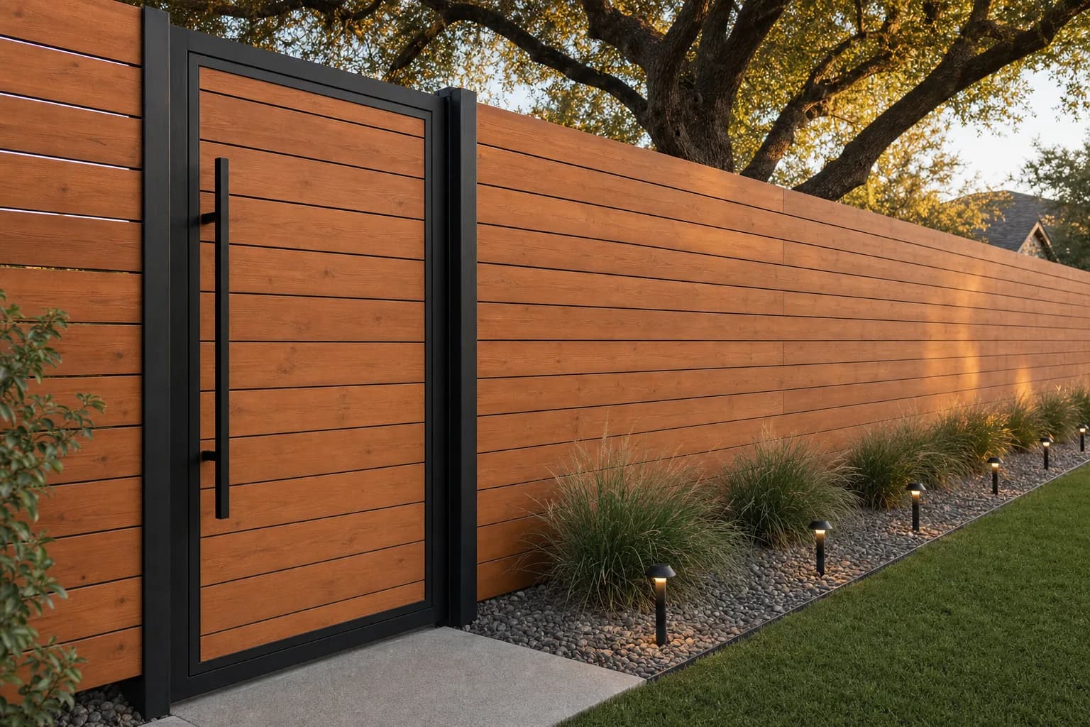 AI design concept: Horizontal Cedar Fence & Gate — view 3