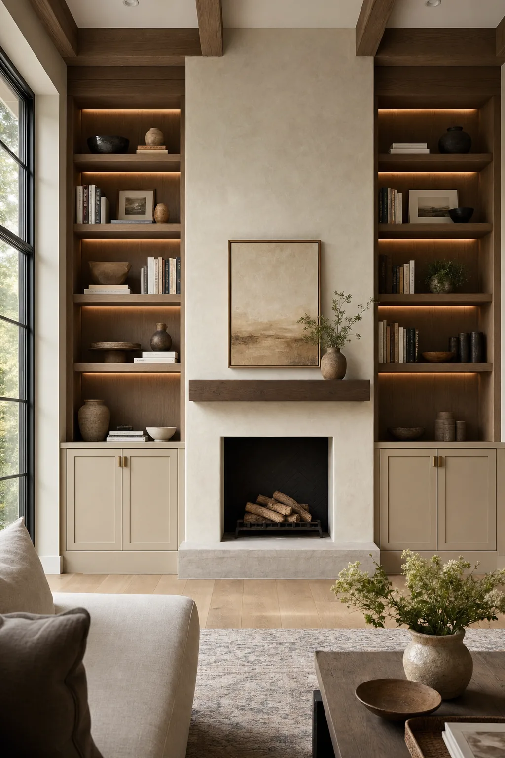 AI design concept: Floor-to-Ceiling Living-Room Built-Ins — main view