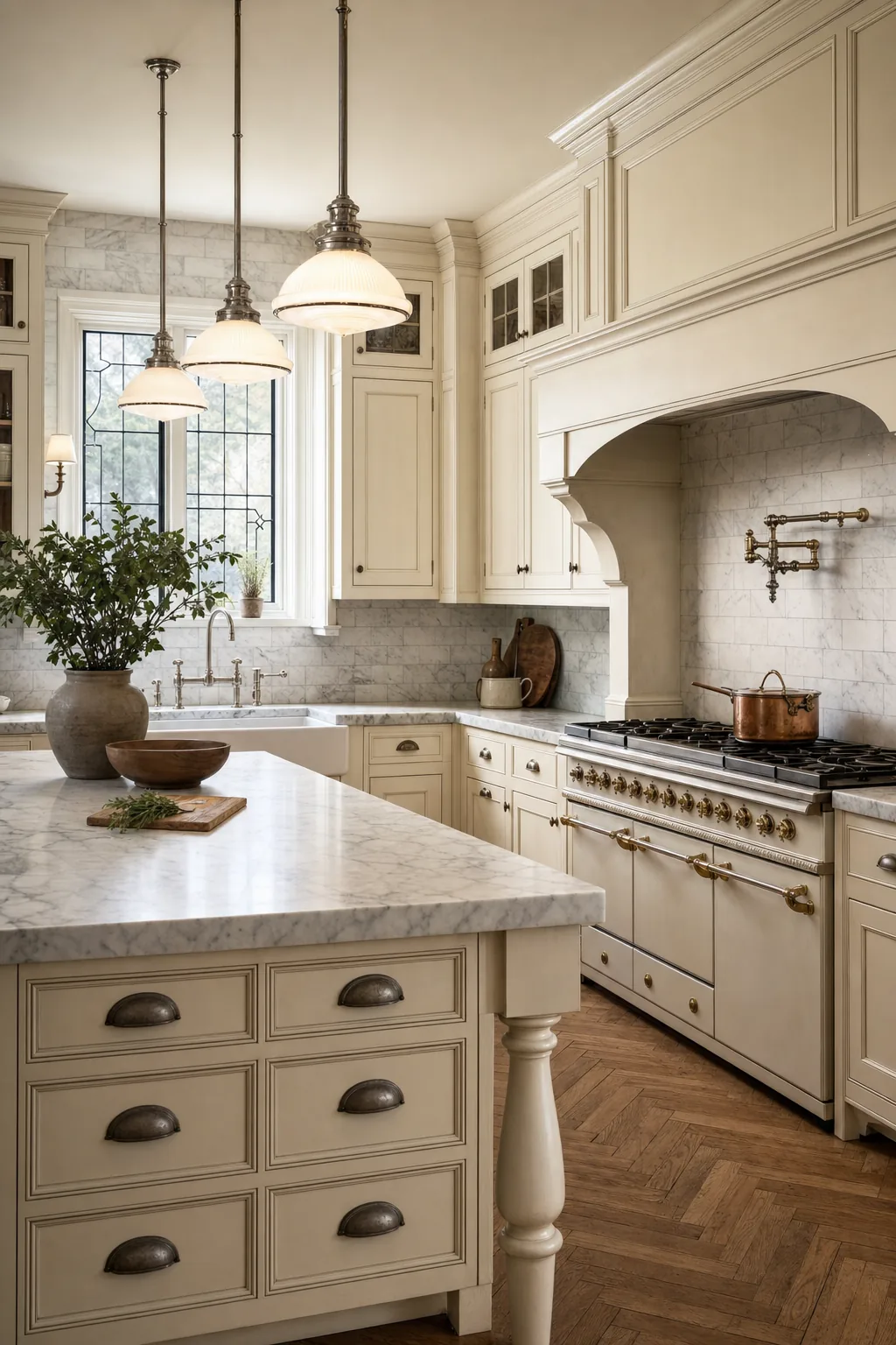 AI design concept: North Shore Inset Marble Kitchen — main view