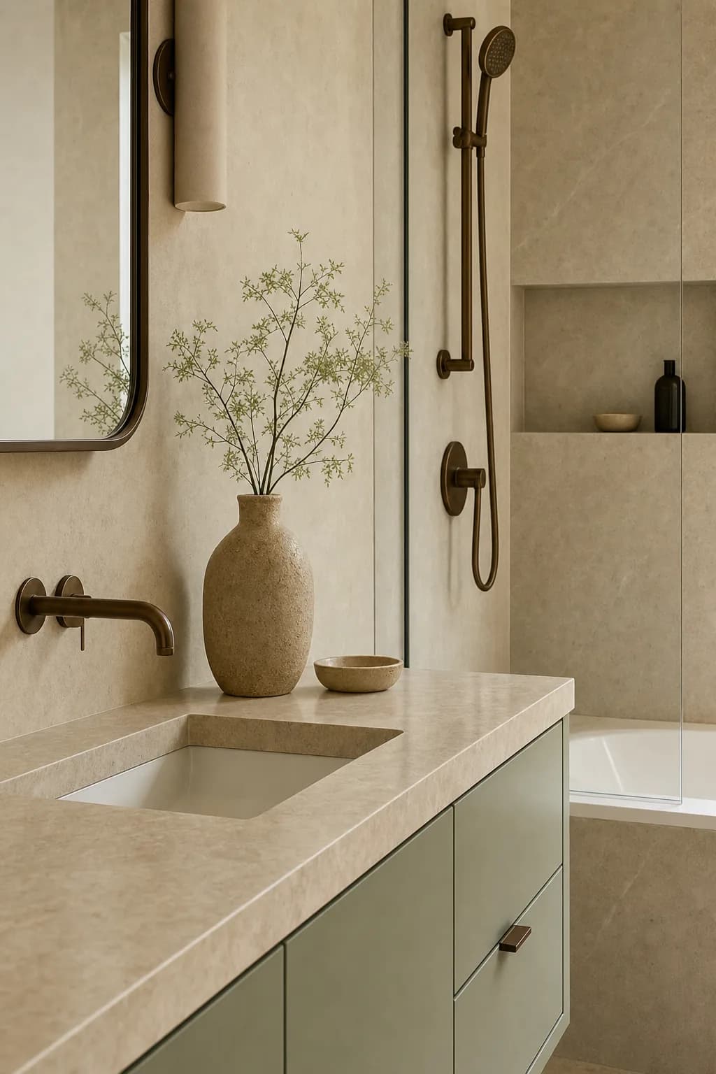 AI design concept: Organic Modern Primary Bath — view 3