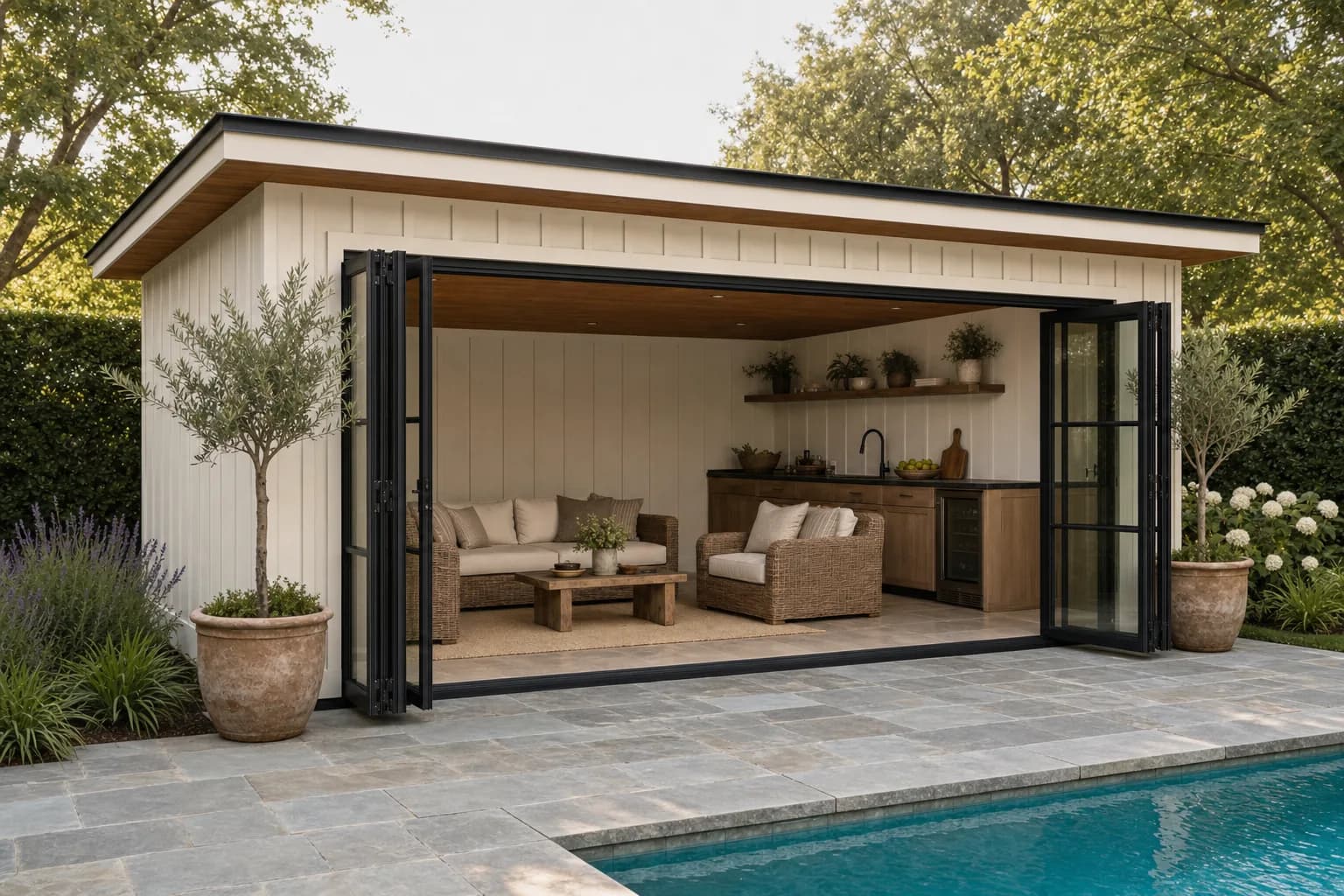 AI design concept: Pool-house cabana — view 2