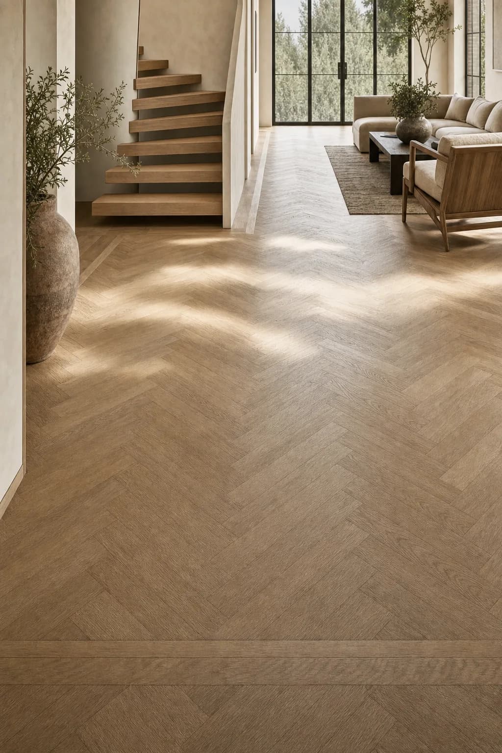 AI design concept: White-Oak Herringbone Floor — view 3