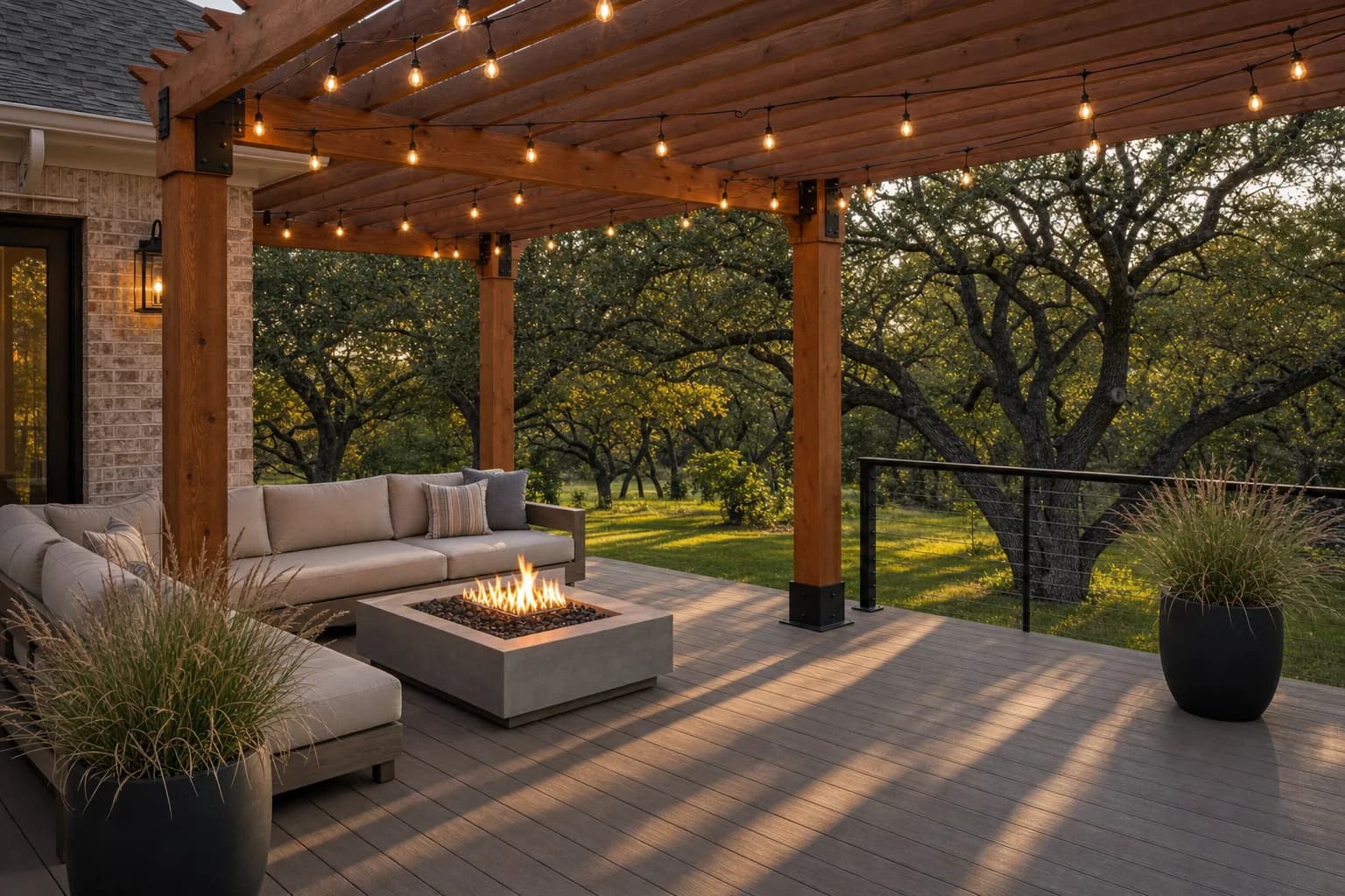 AI design concept: Cedar Pergola Deck — view 2