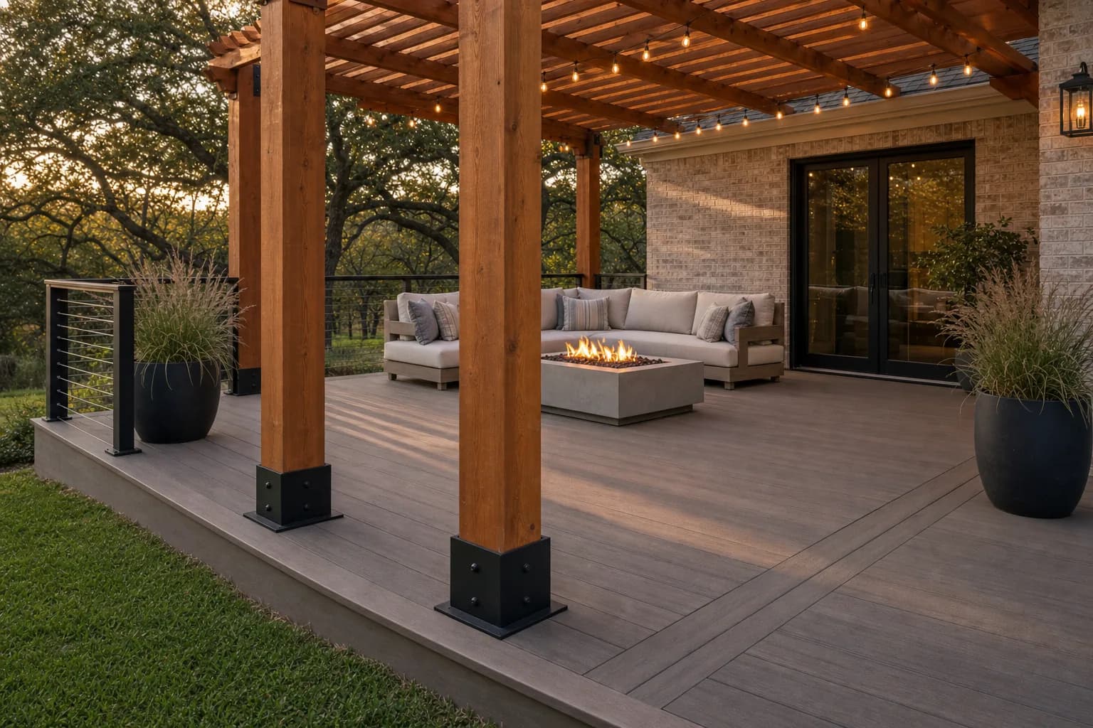 AI design concept: Cedar Pergola Deck — view 3