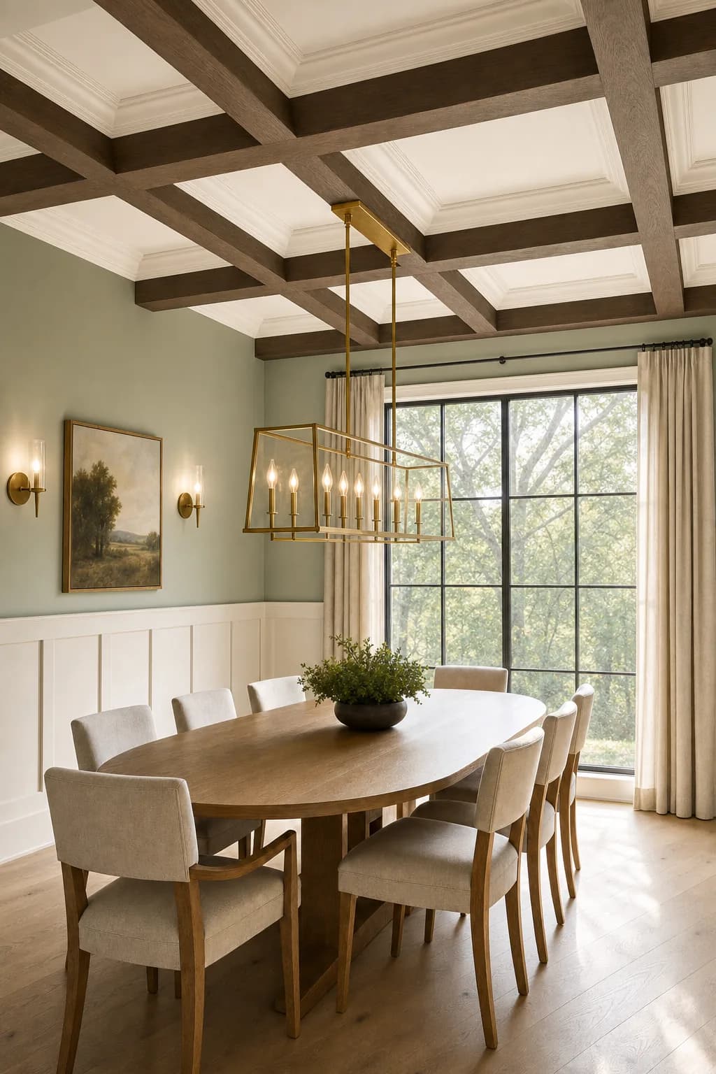 AI design concept: Coffered-Ceiling Dining Room — view 2