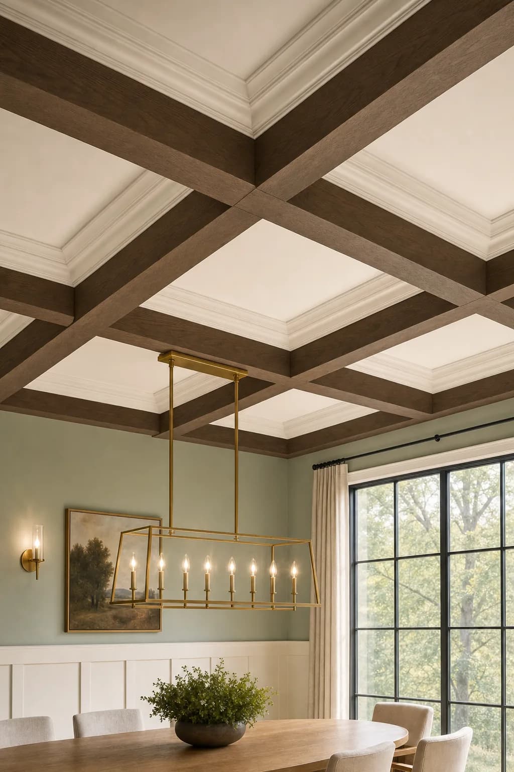 AI design concept: Coffered-Ceiling Dining Room — view 3