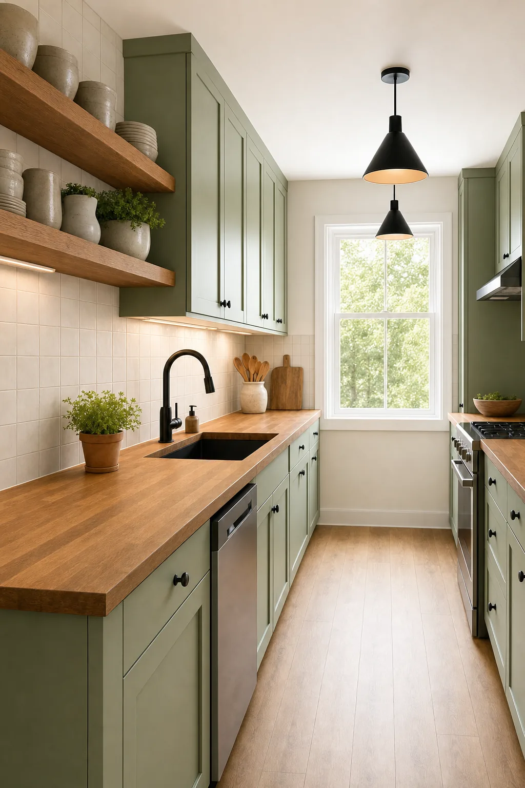 AI design concept: Compact Galley Kitchen Refresh — view 2