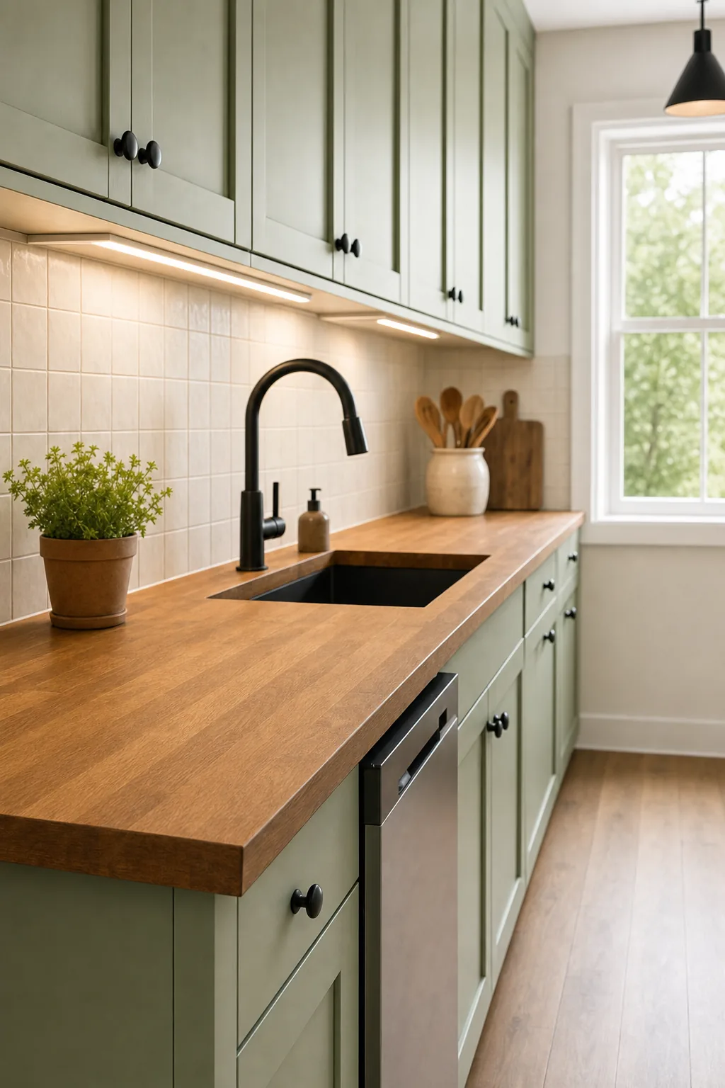 AI design concept: Compact Galley Kitchen Refresh — view 3