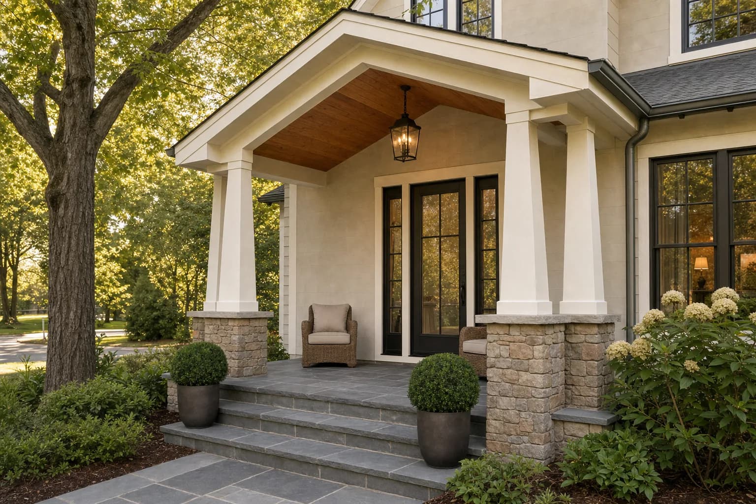 AI design concept: Covered front-porch portico — view 2