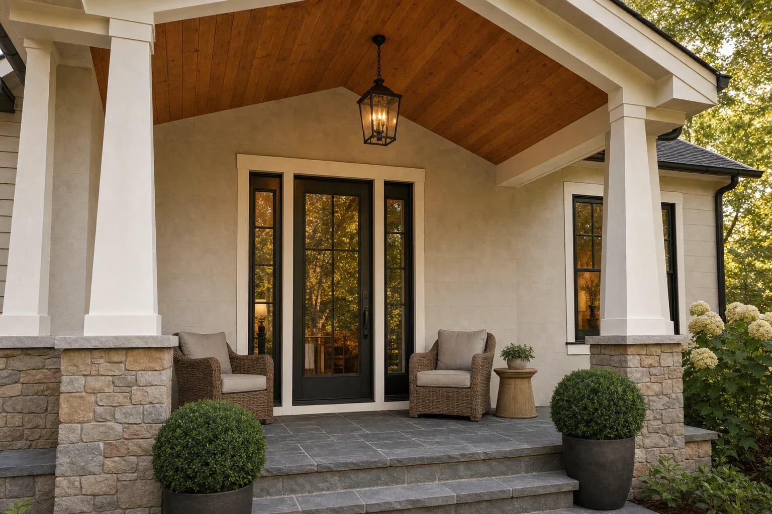 AI design concept: Covered front-porch portico — view 3