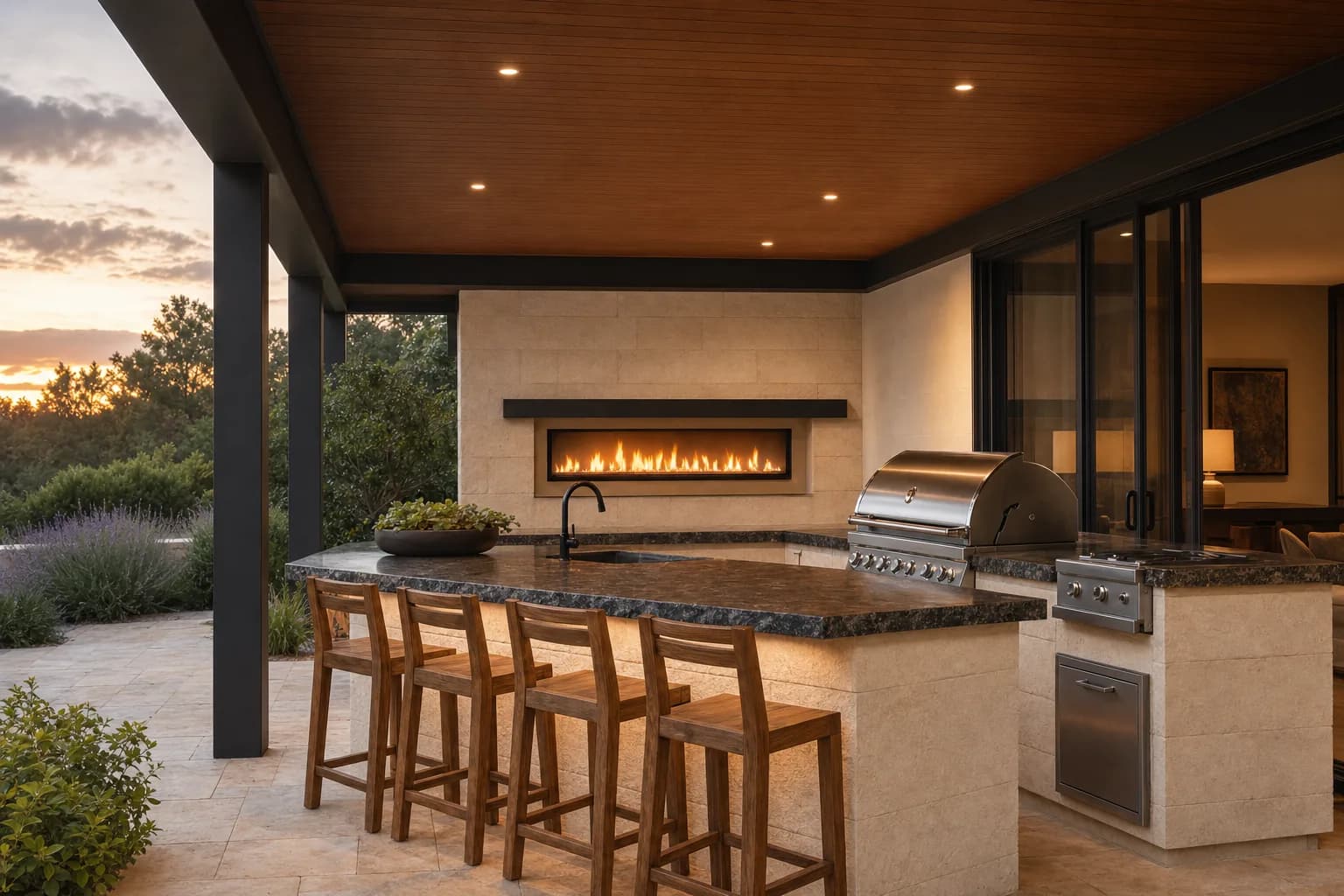 AI design concept: Covered Outdoor Kitchen & Island — view 2