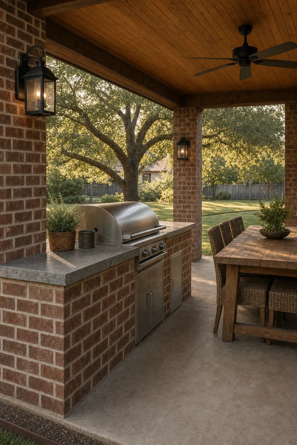 AI design concept: Covered Patio Outdoor Kitchen — view 3