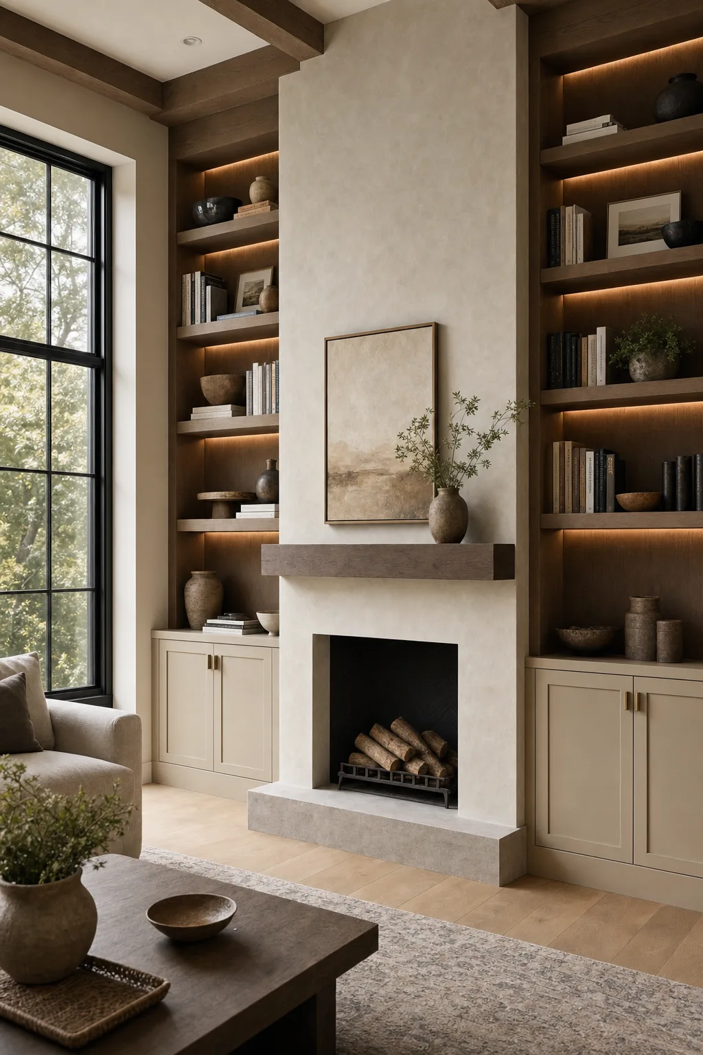 AI design concept: Floor-to-Ceiling Living-Room Built-Ins — view 2